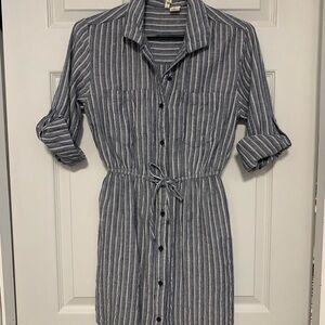 Striped Button-Up Shirt Dress